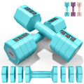 EAST MOUNT Weights Dumbbells Set of 2 Adjustable Dumbells for Women 4 in 1 Free Weights Each 2lb 3lb 4lb 5lb Hand Weights for Home Gym Exercise Training (Blue)